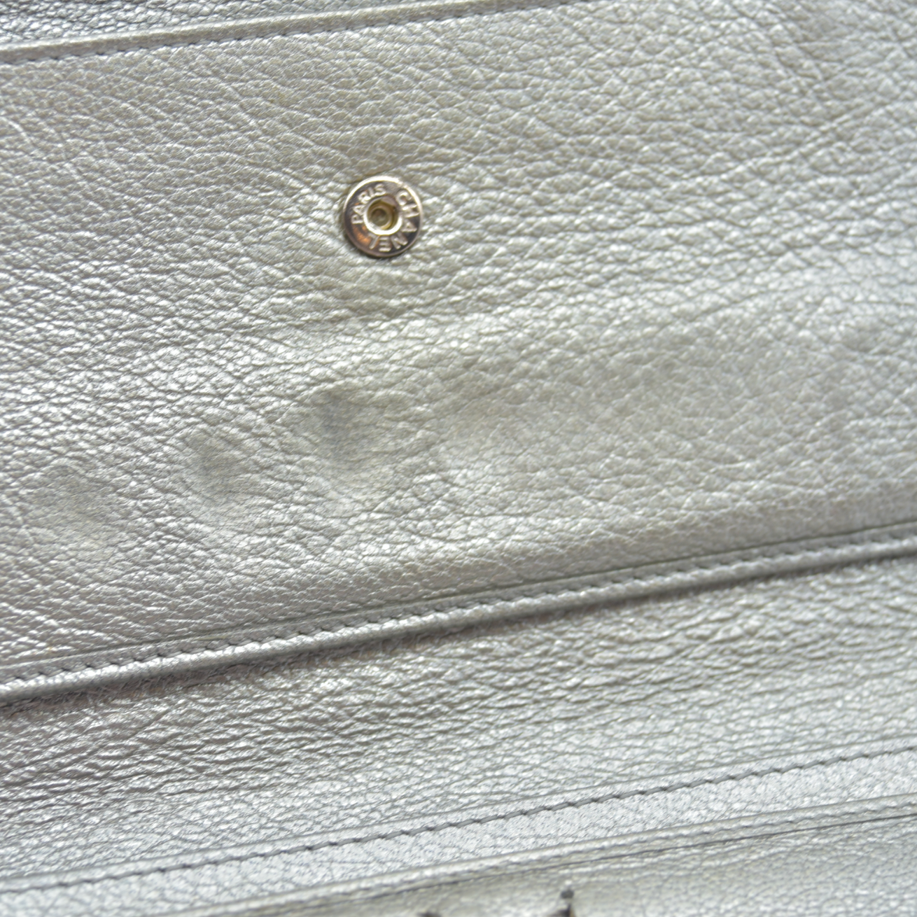 Chanel Metallic Silver Leather CC Flap Long Wallet