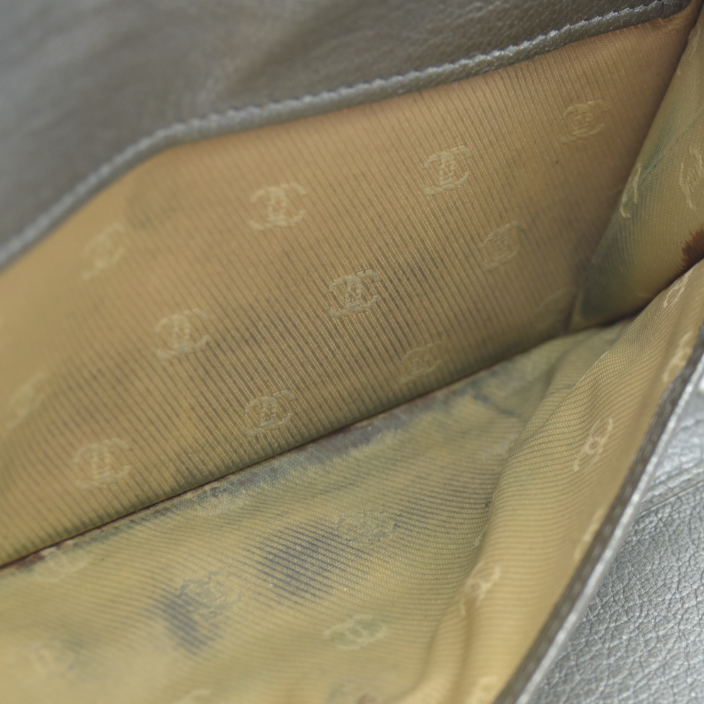 Chanel Metallic Silver Leather CC Flap Long Wallet