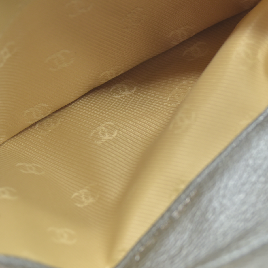 Chanel Metallic Silver Leather CC Flap Long Wallet