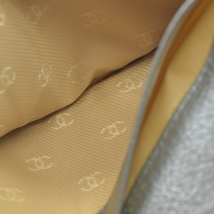 Chanel Metallic Silver Leather CC Flap Long Wallet