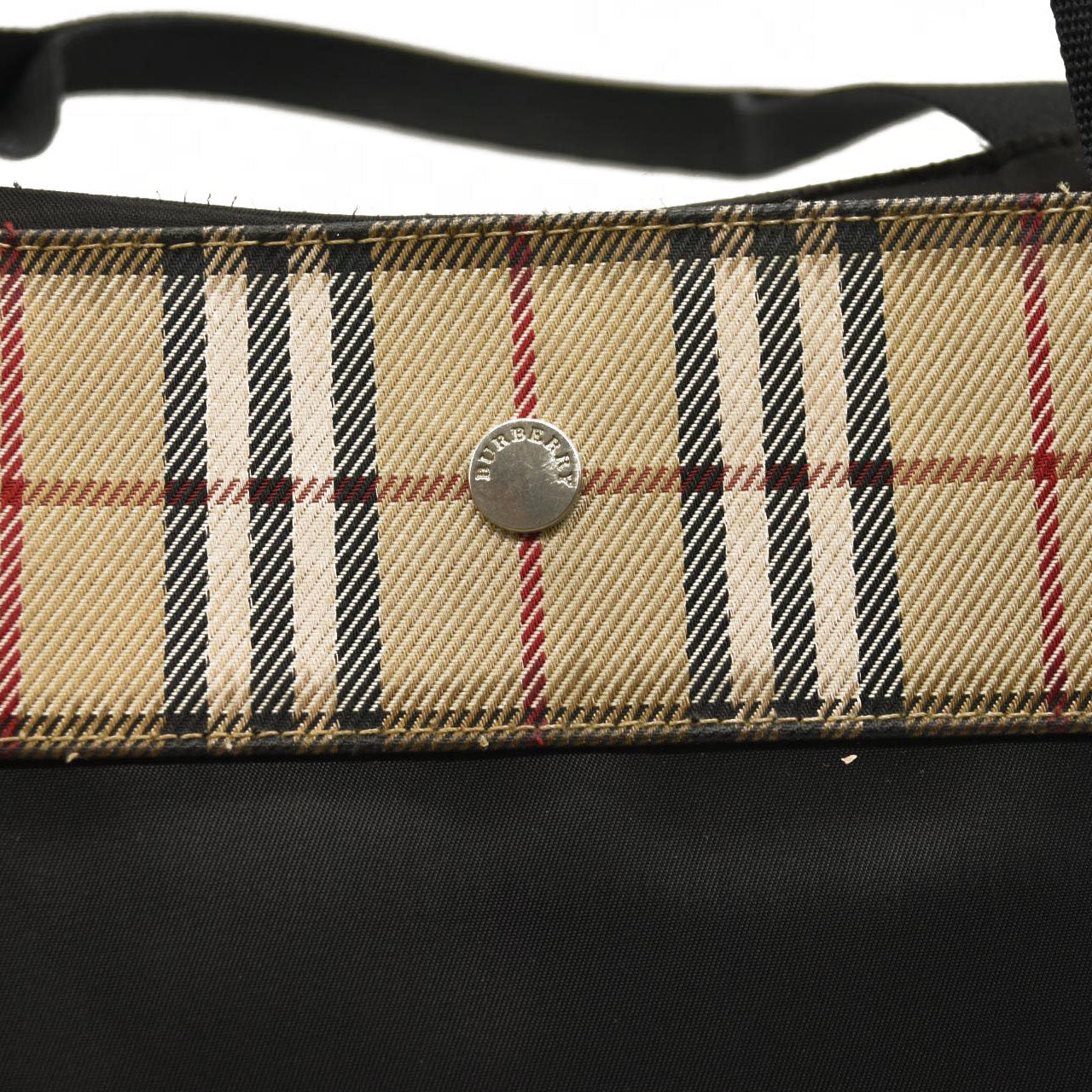 BURBERRY Nova Check Hand Bag Nylon Beige Black