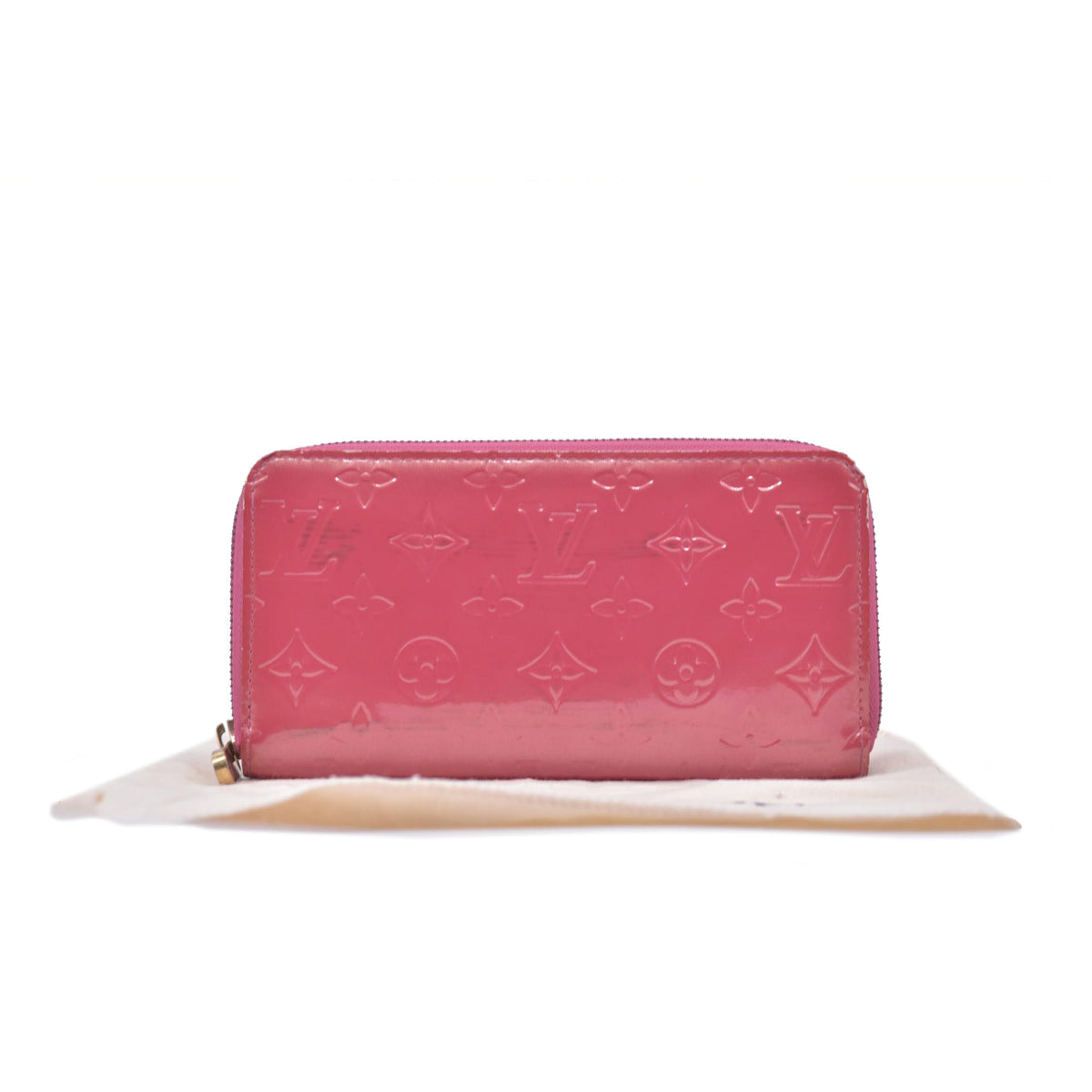 $970 2006 Louis Vuitton Vernis Zippy Wallet Rose Litchi CA0096
