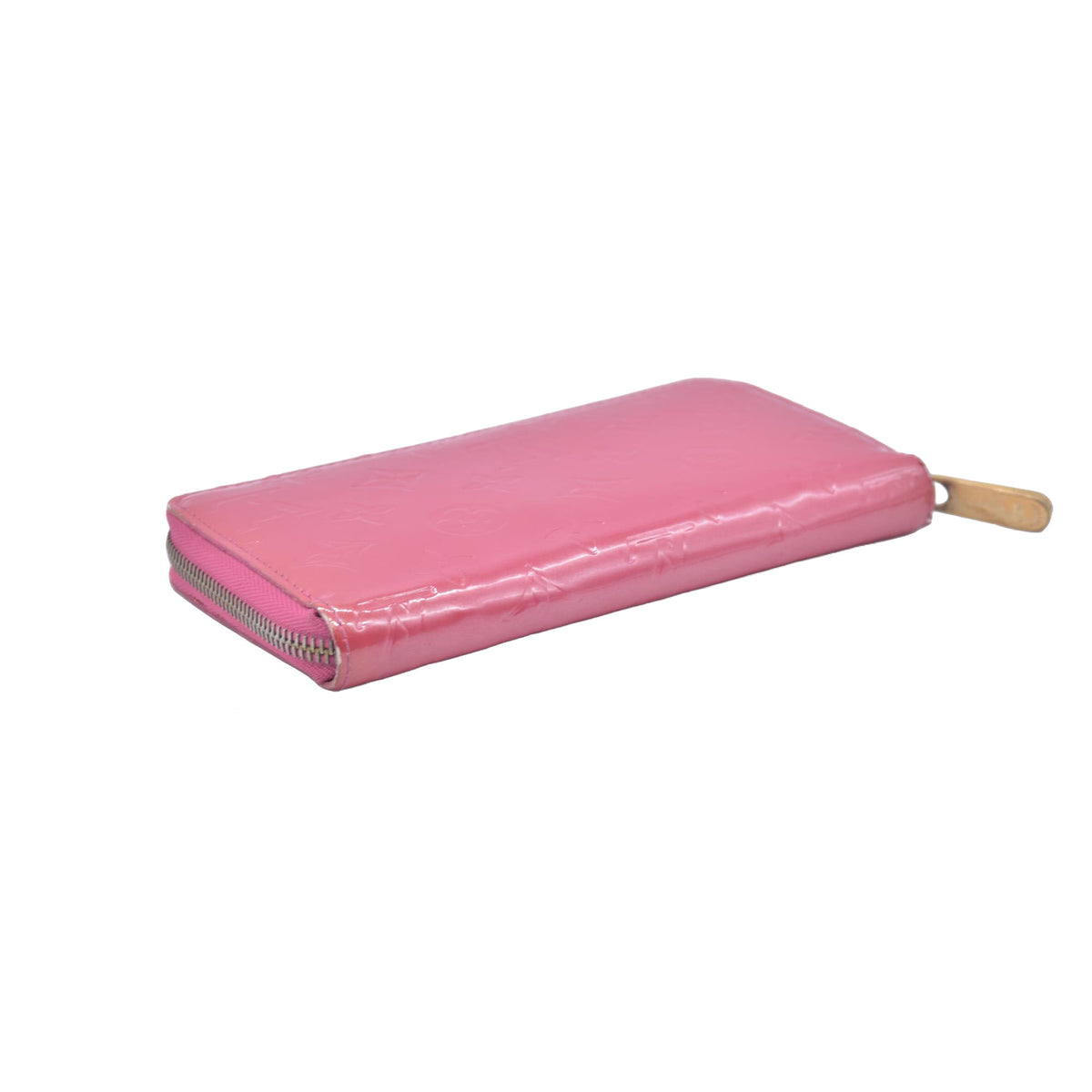 $970 2006 Louis Vuitton Vernis Zippy Wallet Rose Litchi CA0096