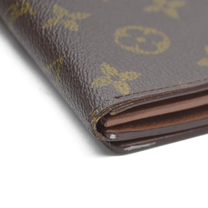 Louis Vuitton Monogram Porte Monnaie Billets Tresor Bifold Wallet Brown MI0985