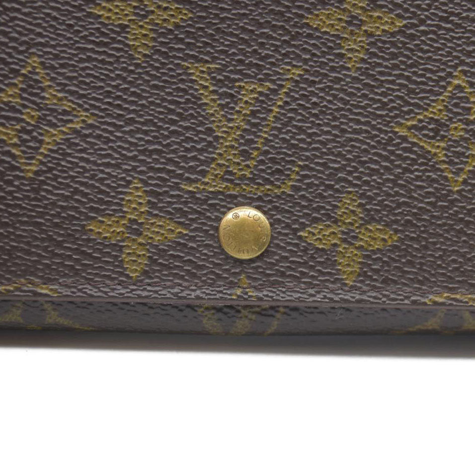 Louis Vuitton Monogram Porte Monnaie Billets Tresor Bifold Wallet Brown MI0985