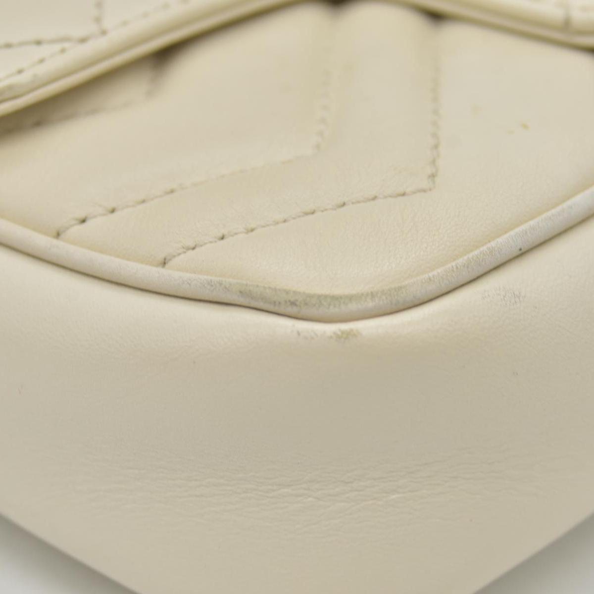 $1590 GUCCI GG Marmont Quilted Leather Super Mini Bag Cream