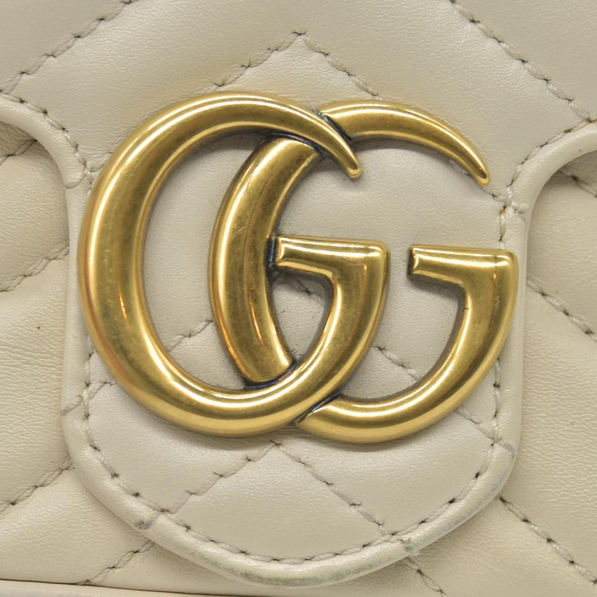 $1590 GUCCI GG Marmont Quilted Leather Super Mini Bag Cream
