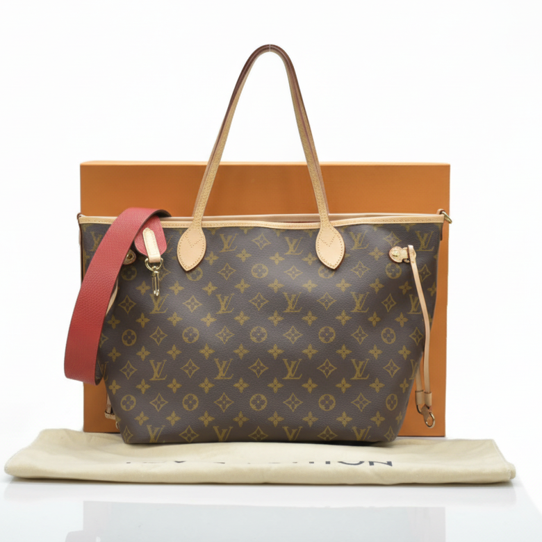 LV Monogram Neverfull Bandouliere Inside Out MM