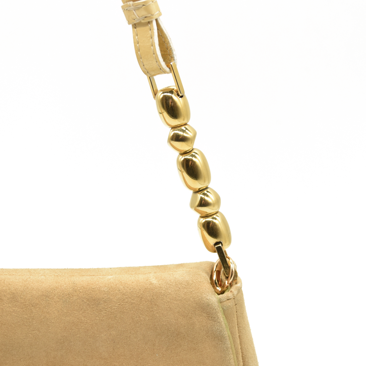 Christian Dior Suede Trotter Maris Pearl Shoulder Bag Beige MA-1000 Used