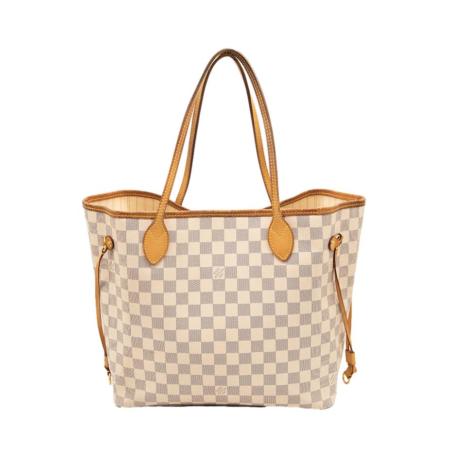 USED Louis Vuitton Neverfull Neo Mm White Damier Azur Canvas Tote