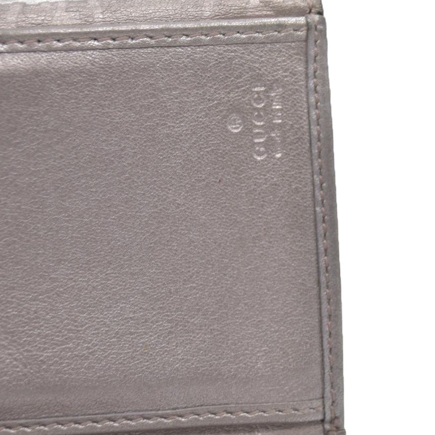 GUCCI Ssima Heart GG Logo Leather Long Bifold Wallet Gray