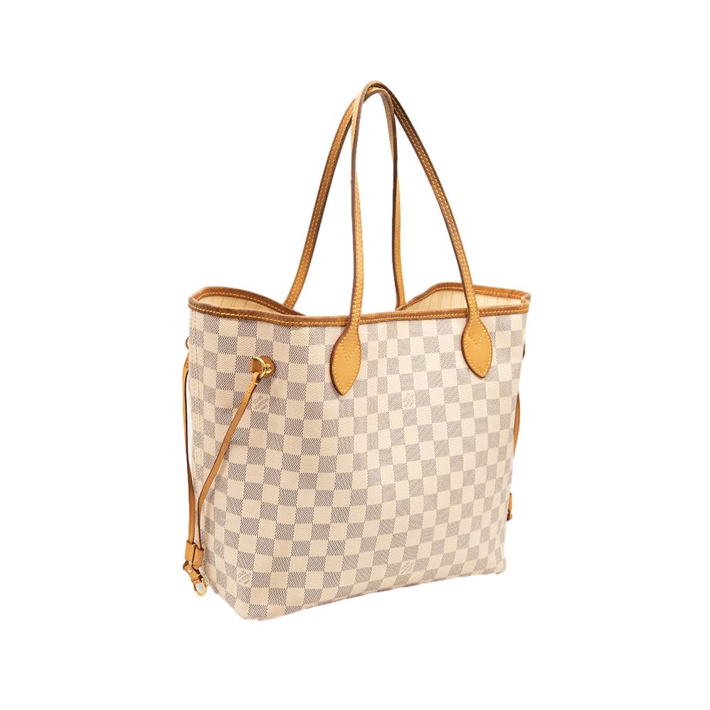 USED Louis Vuitton Neverfull Neo Mm White Damier Azur Canvas Tote