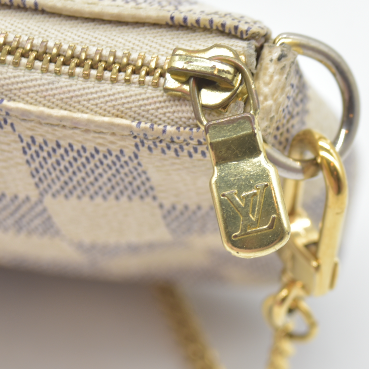 Louis Vuitton Damier Azur Mini Pochette Accessories Pouch Bag FL1026
