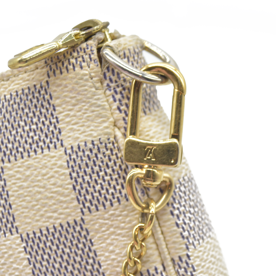 Louis Vuitton Damier Azur Mini Pochette Accessories Pouch Bag FL1026