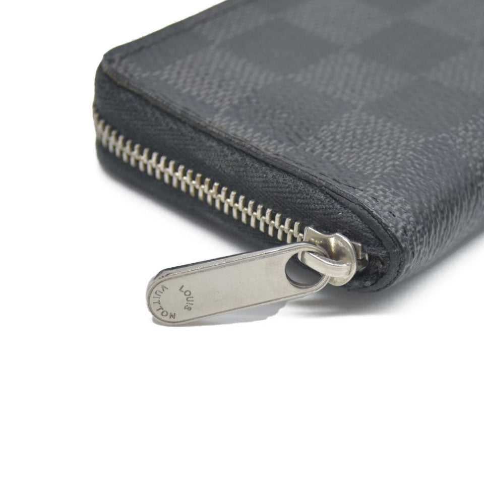 Louis Vuitton Damier Graphite Zippy Zip Coin Purse Wallet Black MI4182