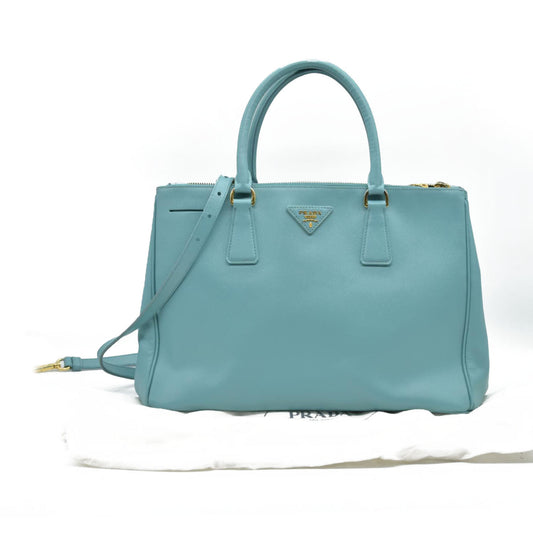 $4600 Prada Medium Saffiano Lux Galleria Double Zip Tote Teal