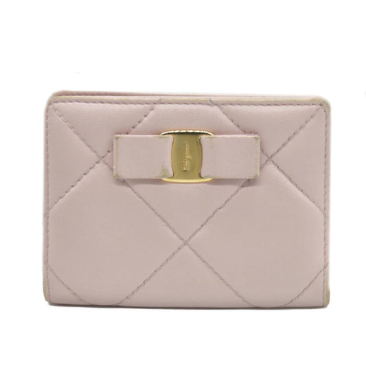 Salvatore Ferragamo Vara Ribbon Quilted Leather Bifold Wallet Pink