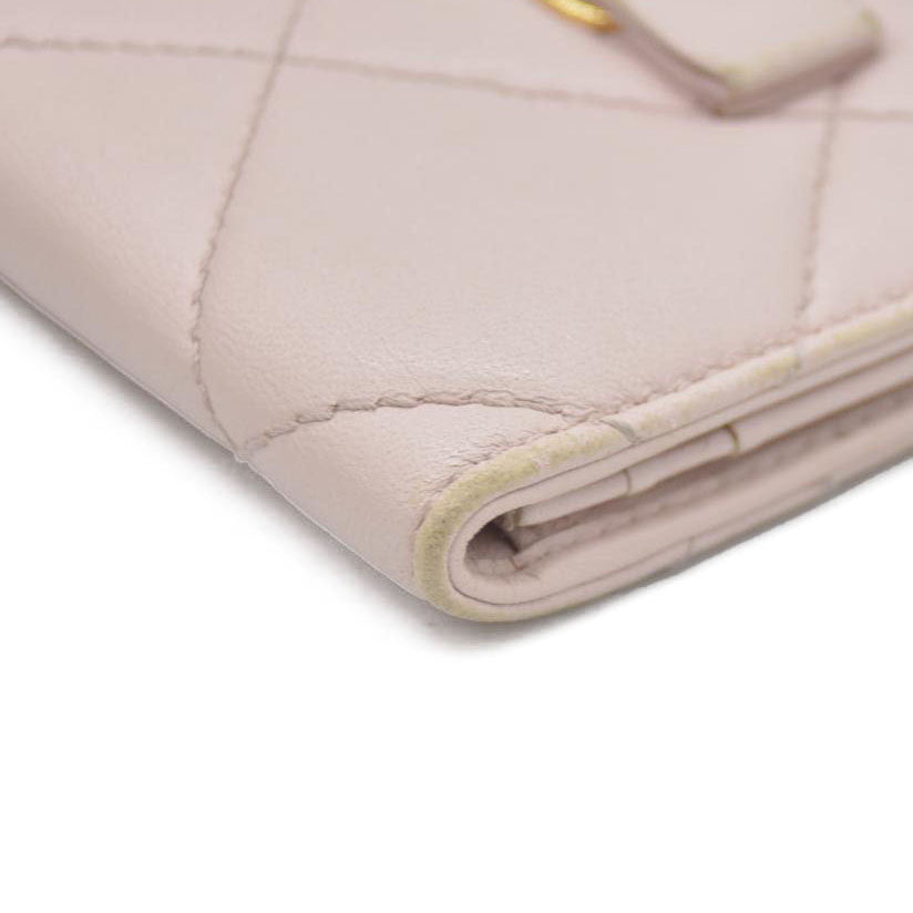 Salvatore Ferragamo Vara Ribbon Quilted Leather Bifold Wallet Pink