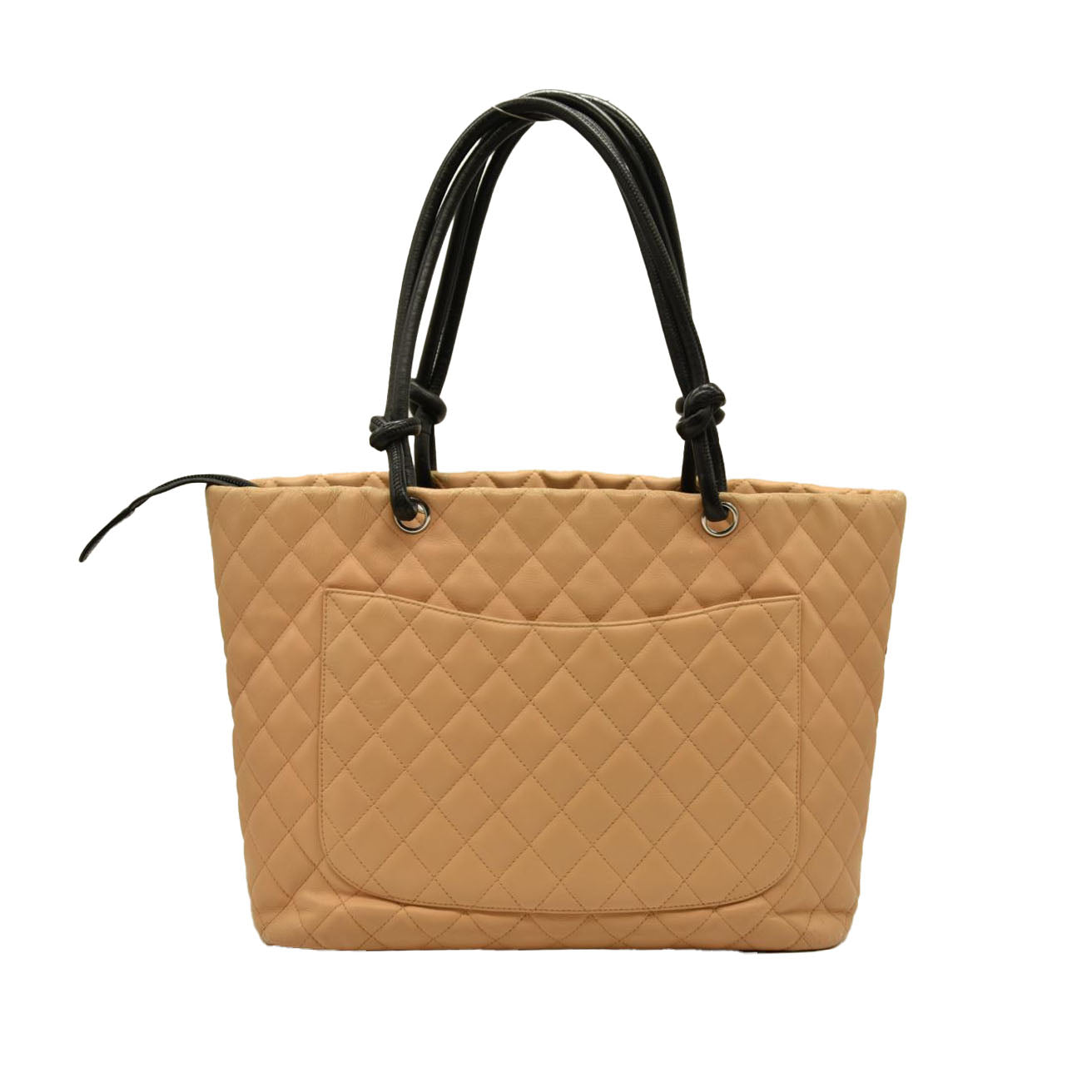 $2250 Chanel Calfskin Quilted Medium Cambon Tote Beige Black