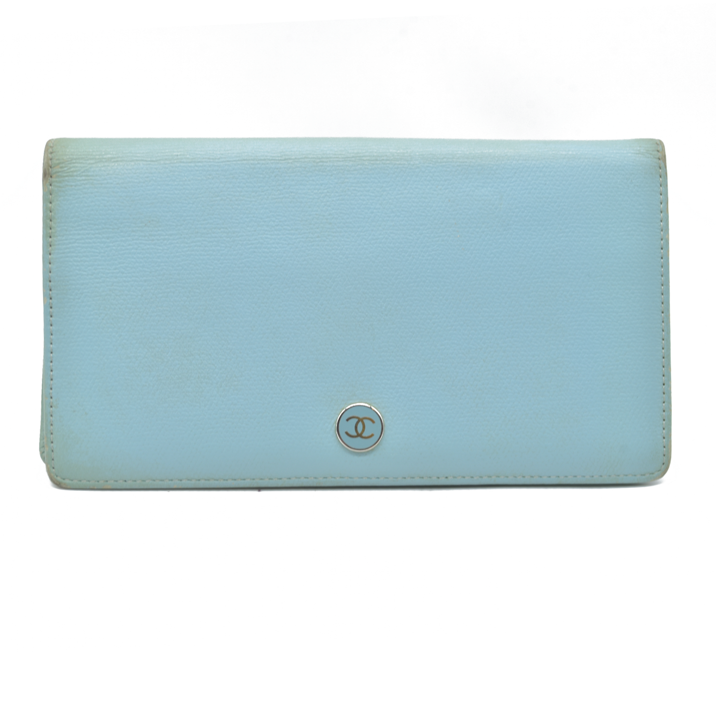 CHANEL CC Coco Button Leather Bifold Long Wallet