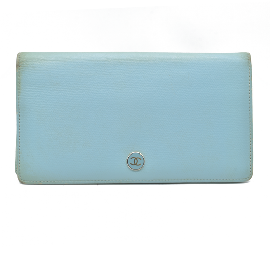 CHANEL CC Coco Button Leather Bifold Long Wallet