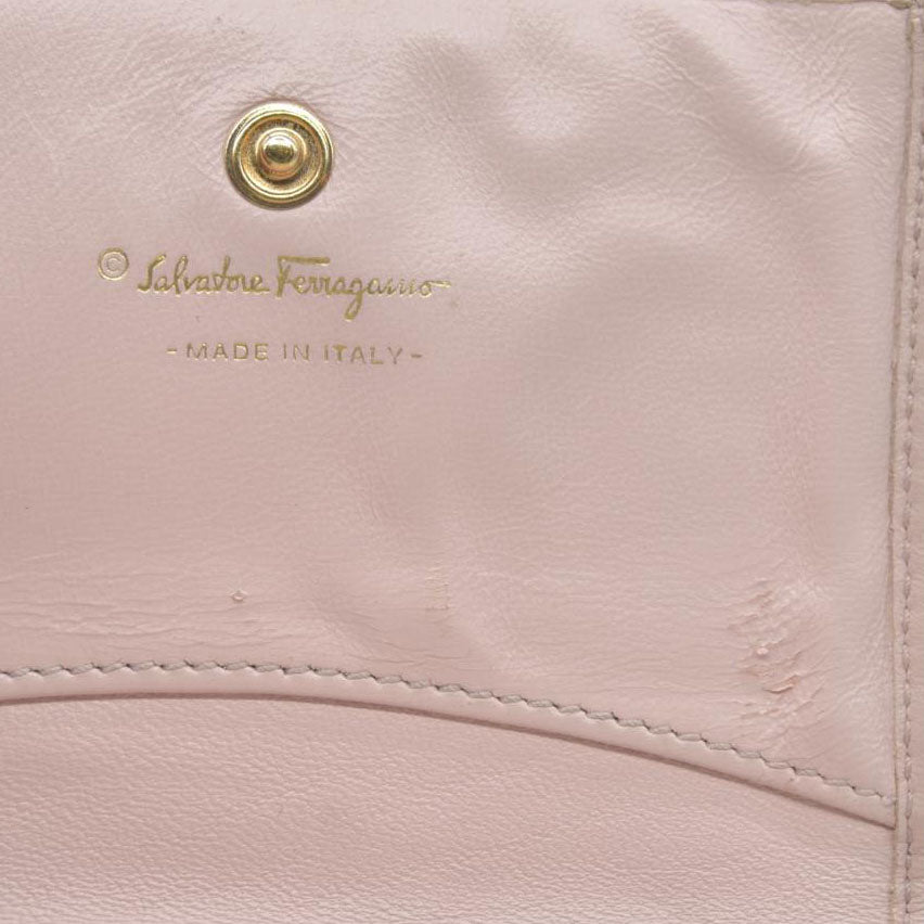 Salvatore Ferragamo Vara Ribbon Quilted Leather Bifold Wallet Pink