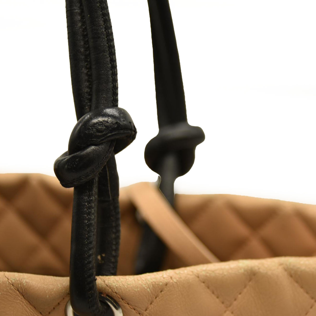 $2250 Chanel Calfskin Quilted Medium Cambon Tote Beige Black