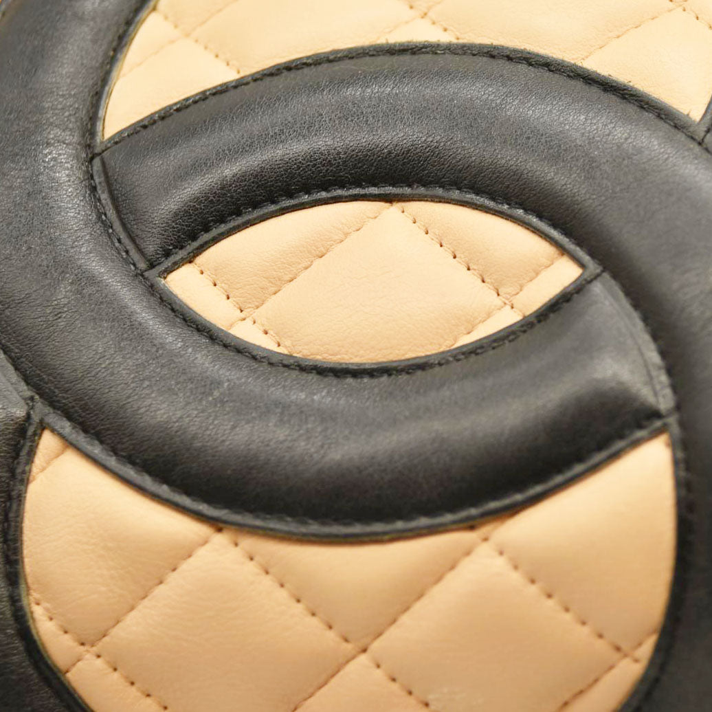 $2250 Chanel Calfskin Quilted Medium Cambon Tote Beige Black
