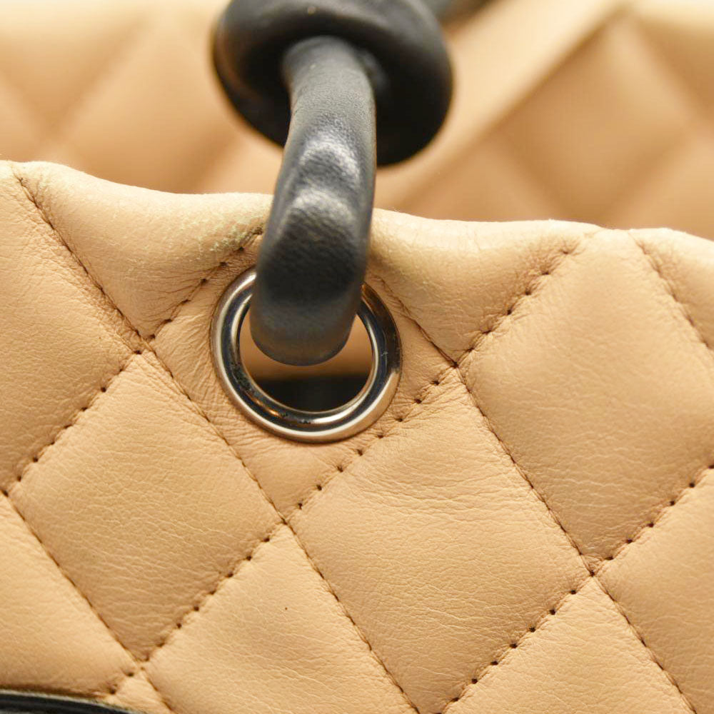 $2250 Chanel Calfskin Quilted Medium Cambon Tote Beige Black