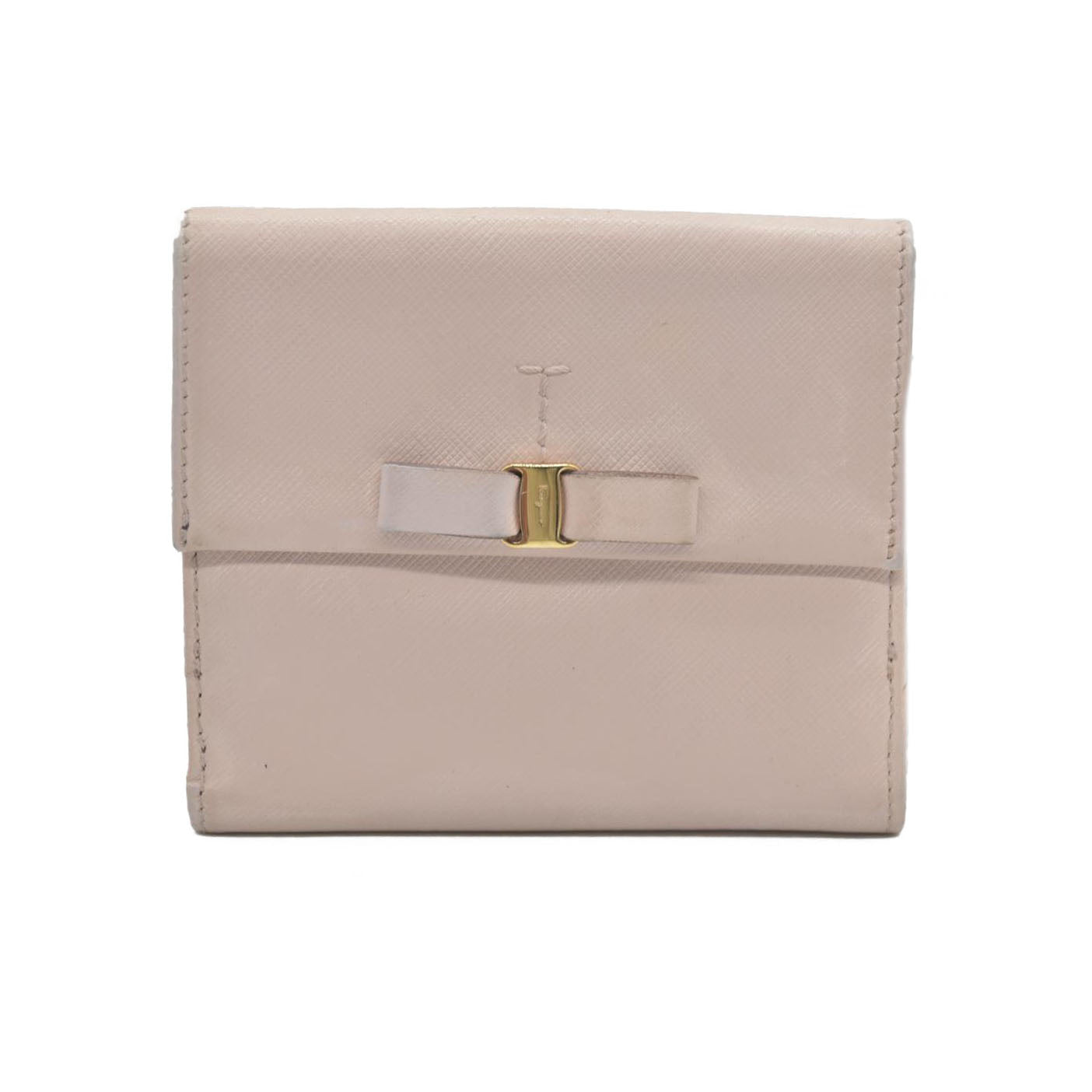 Salvatore Ferragamo Vara Ribbon Leather Bifold Wallet Pink