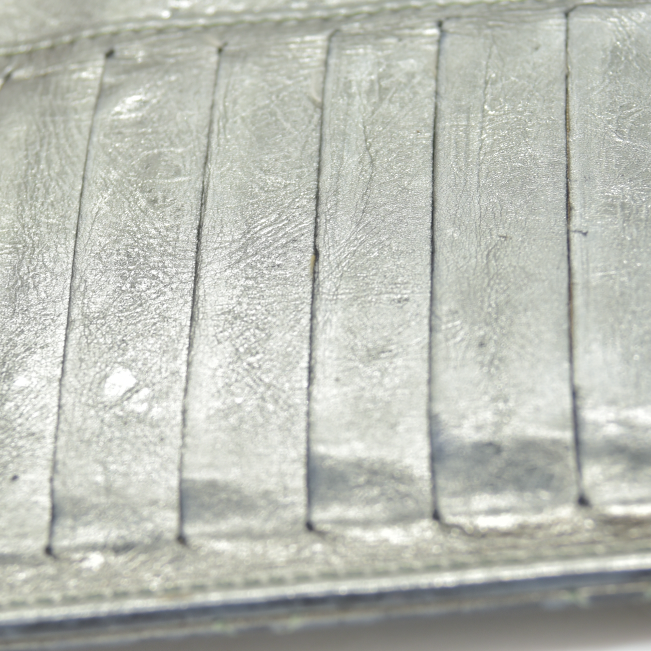 $950 2008 Chanel Lambskin Quilted 2.55 Flap Long Bifold Wallet Silver