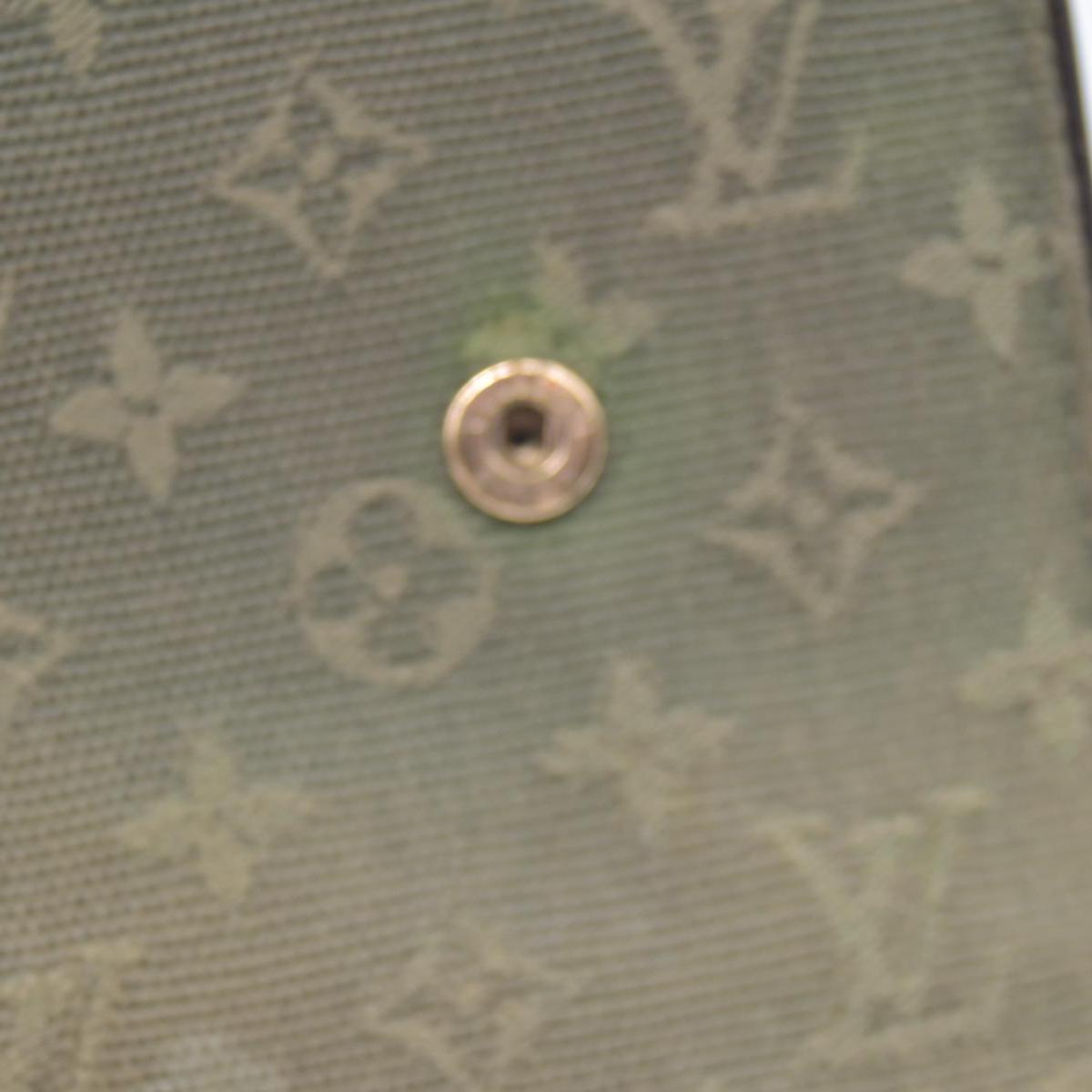 $480 LOUIS VUITTON Olive Green Monogram Mini Lin Flap Wallet CONSIGNMENT 10021460