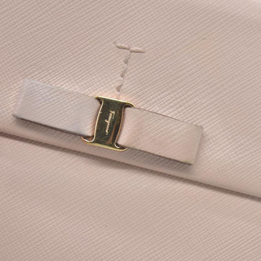 Salvatore Ferragamo Vara Ribbon Leather Bifold Wallet Pink