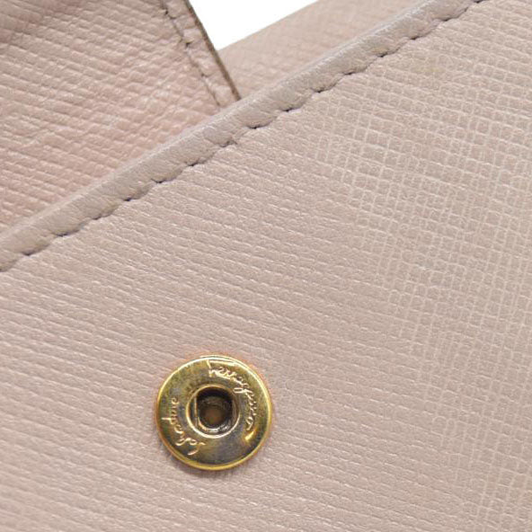 Salvatore Ferragamo Vara Ribbon Leather Bifold Wallet Pink