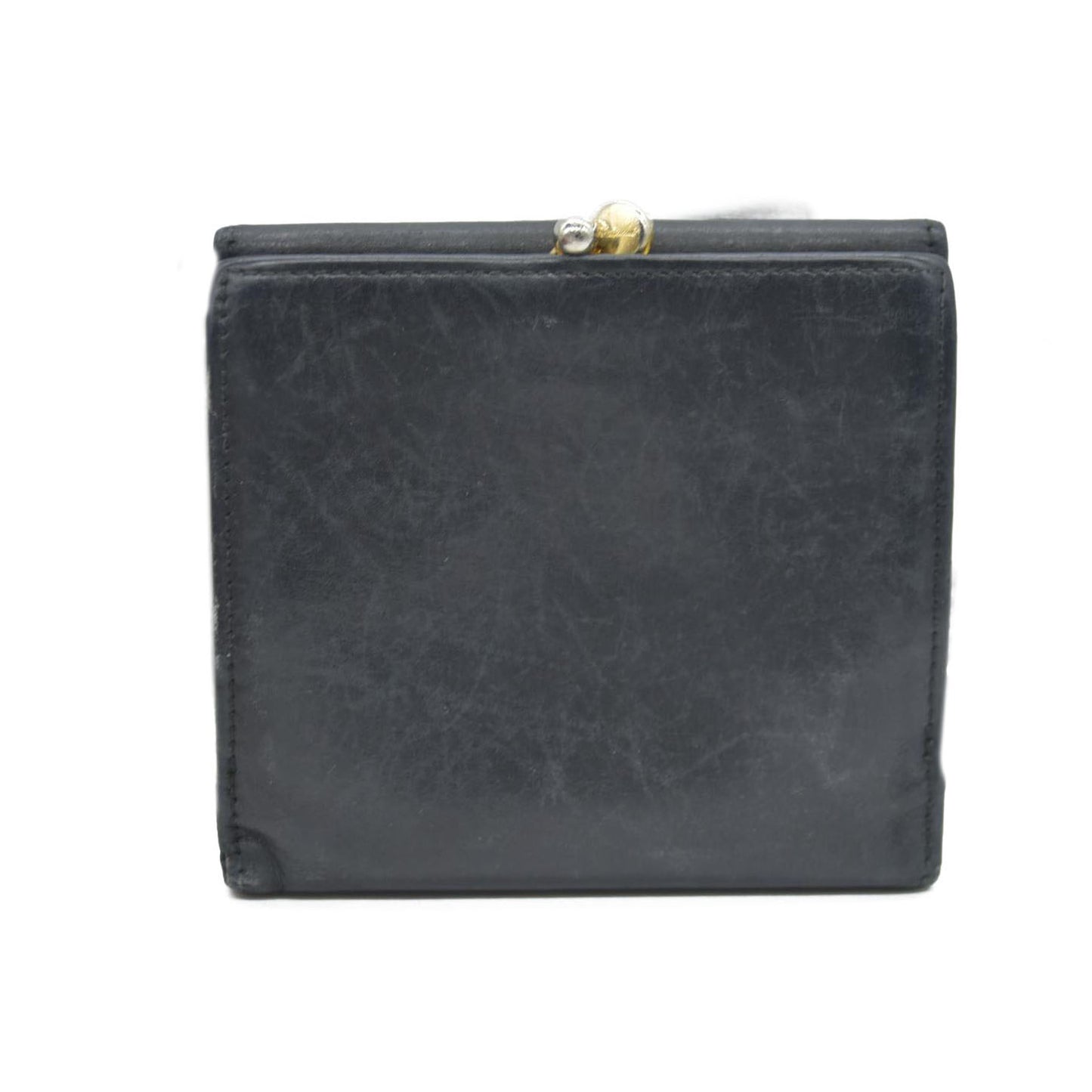 Salvatore Ferragamo Gancini Clip Leather Trifold Wallet Black