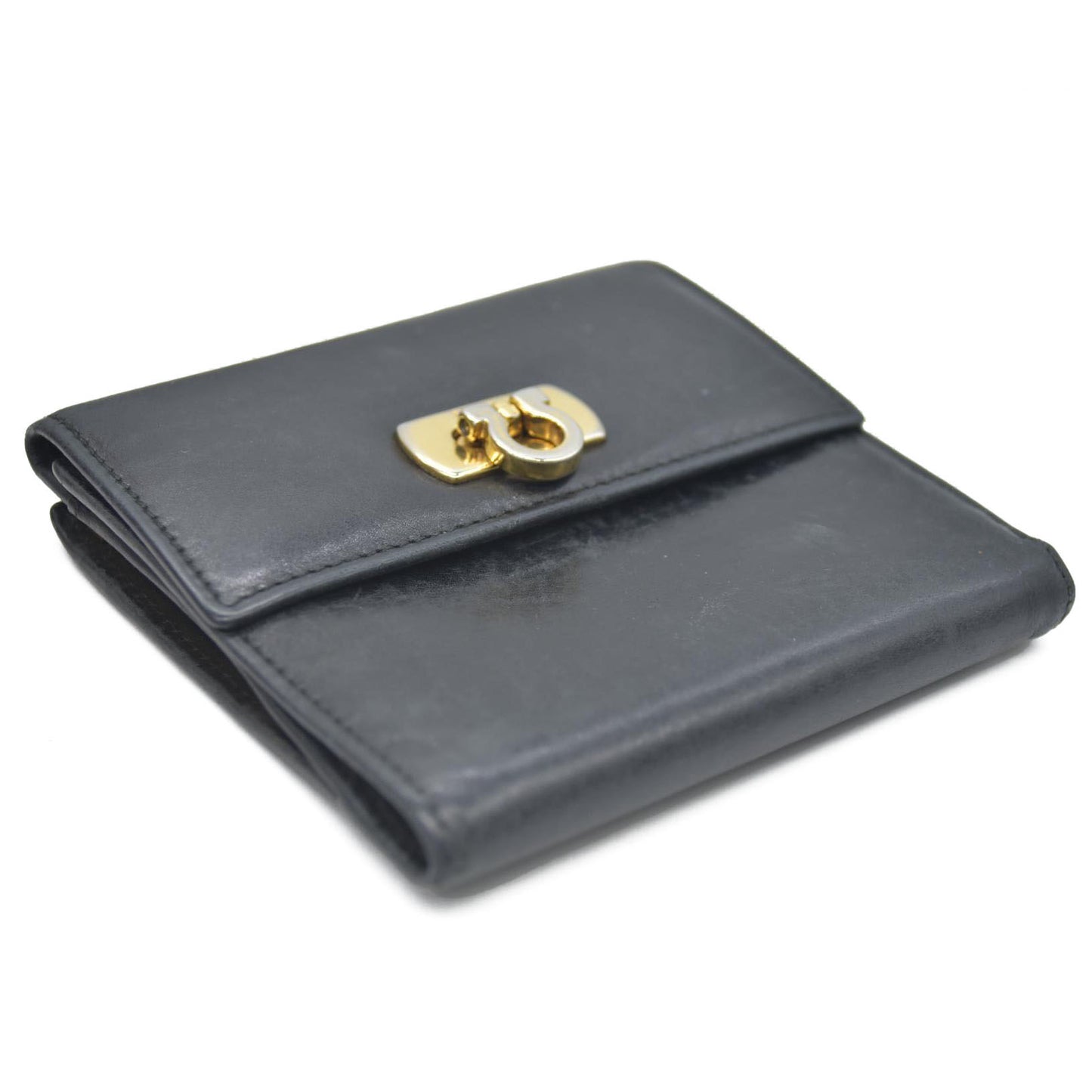 Salvatore Ferragamo Gancini Clip Leather Trifold Wallet Black