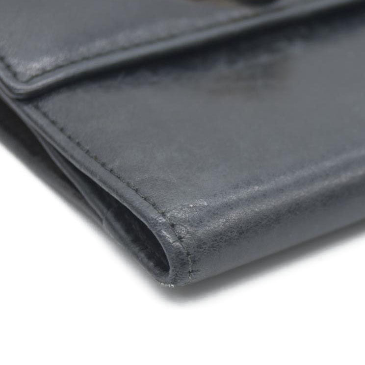 Salvatore Ferragamo Gancini Clip Leather Trifold Wallet Black