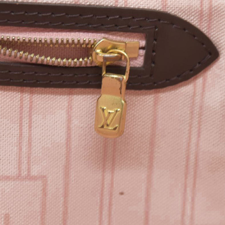 $2170 Louis Vuitton  Damier Ebene Neo Neverfull MM Rose Ballerine