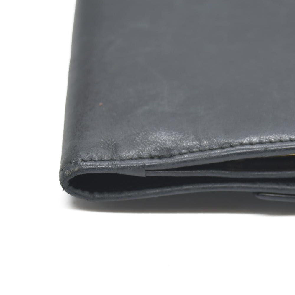 Salvatore Ferragamo Gancini Clip Leather Trifold Wallet Black