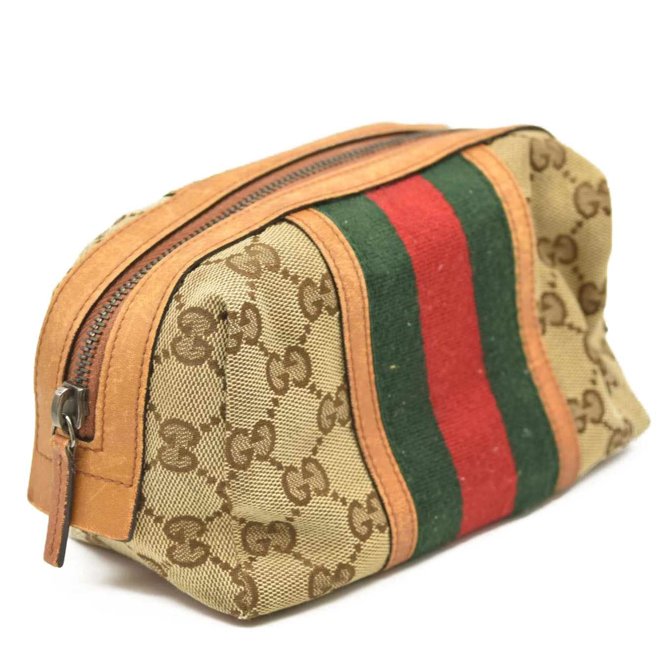 GUCCI GG Logo Shelly Canvas Cosmetic Pouch Bag