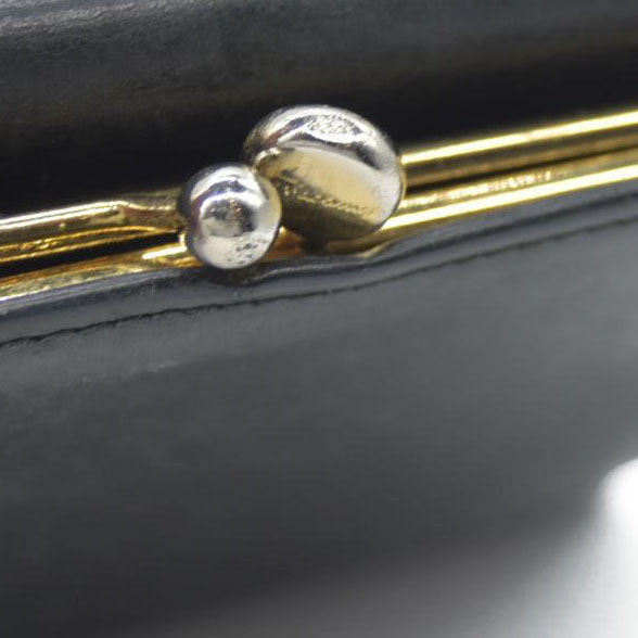 Salvatore Ferragamo Gancini Clip Leather Trifold Wallet Black