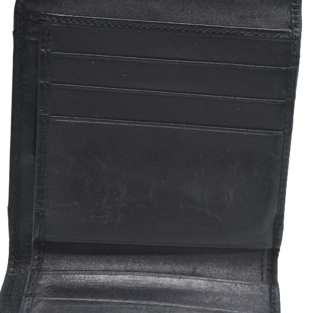 Salvatore Ferragamo Gancini Clip Leather Trifold Wallet Black