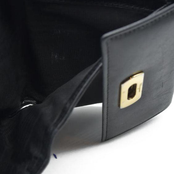 Salvatore Ferragamo Gancini Clip Leather Trifold Wallet Black