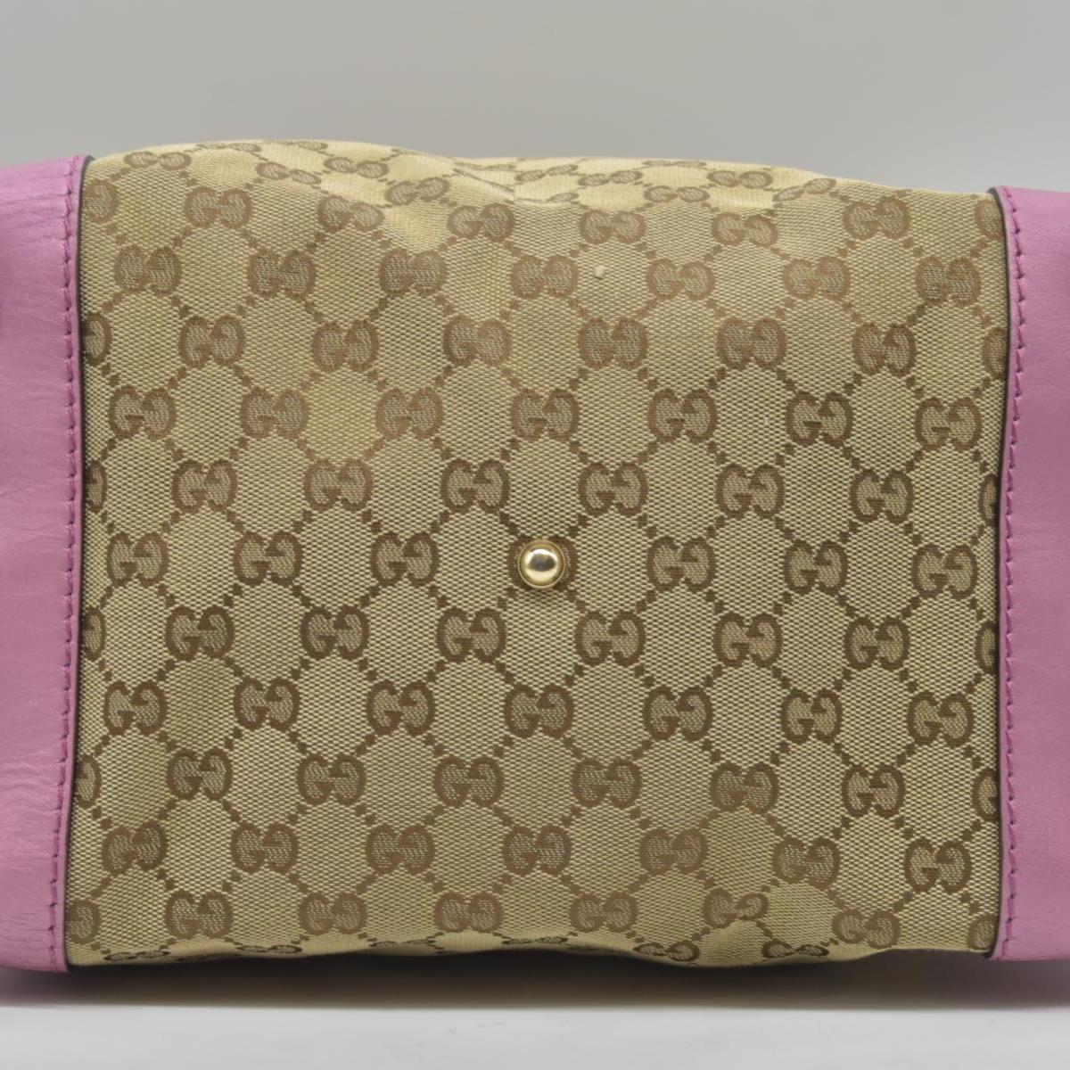 $1050 Gucci Beige Pink GG Canvas Heart-Bit Hobo Bag