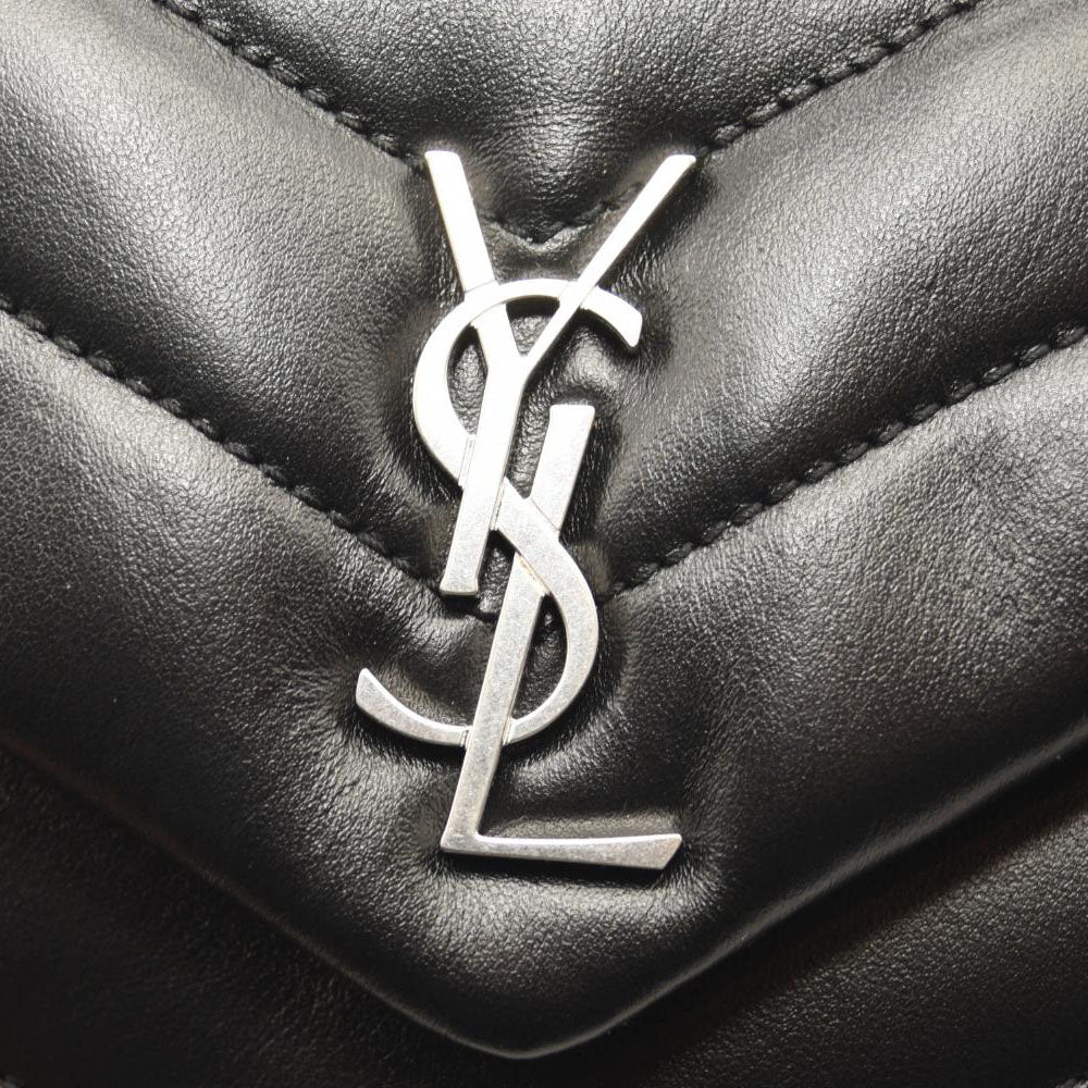 SAINT LAURENT Calfskin Y Quilted Monogram Toy Loulou Crossbody Bag Black