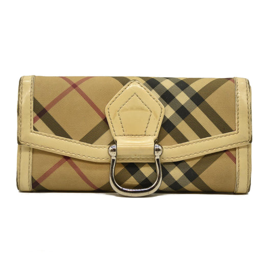 BURBERRY Nova Check PVC Long Bifold Wallet Beige