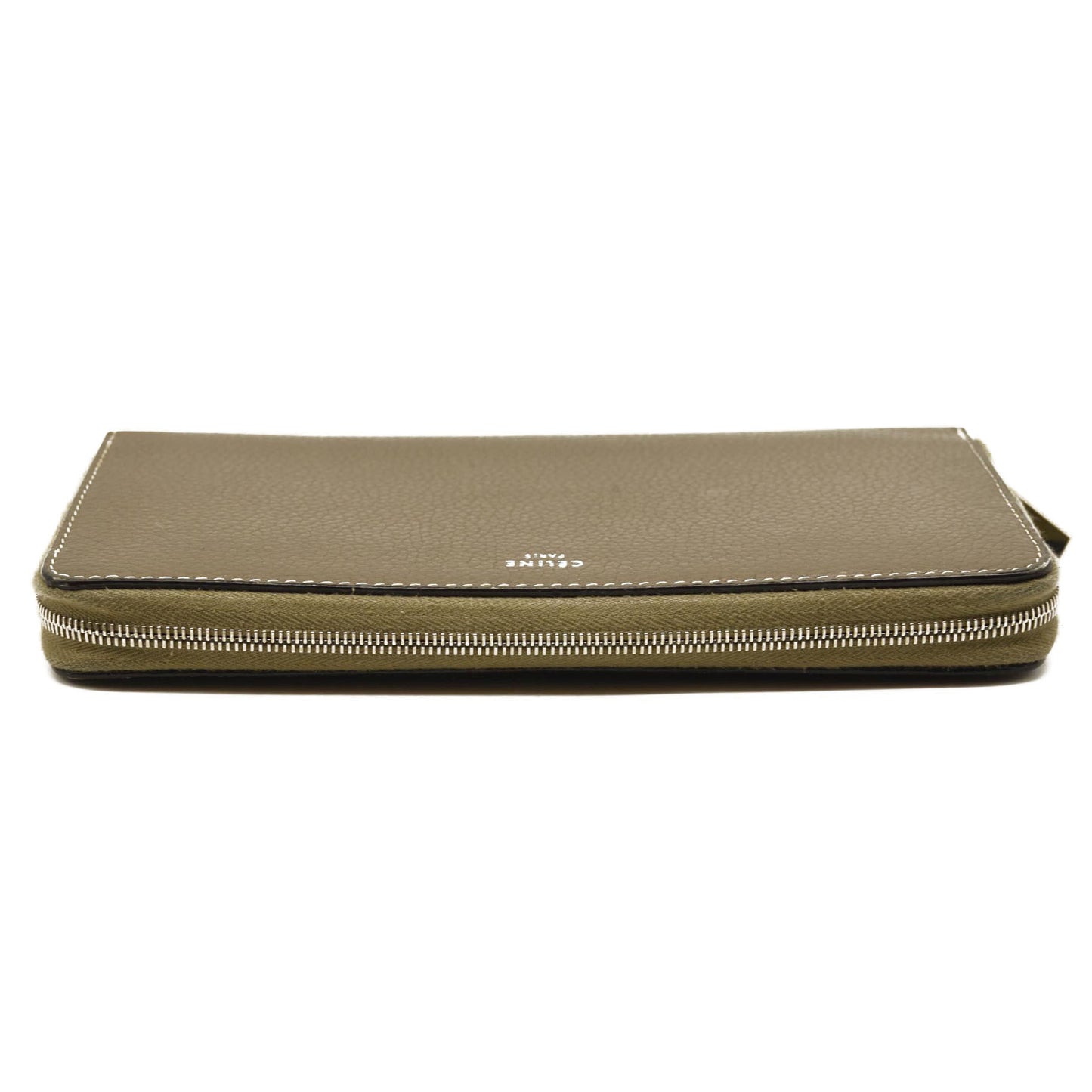 Celine Grained Calfskin Large Zip Around Multifunction Wallet Taupe