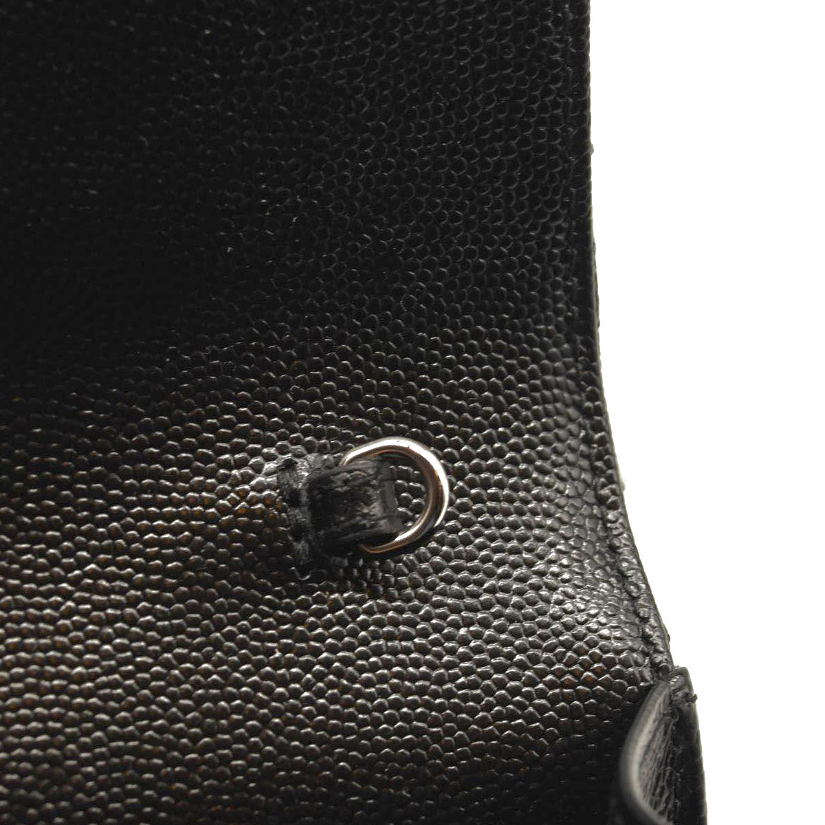 NEW SAINT LAURENT Grain De Poudre Matelasse Chevron Monogram Chain Wallet Black Silver