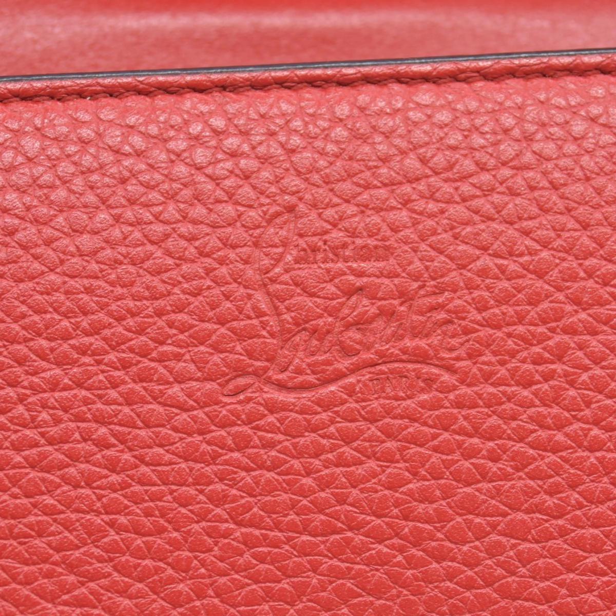 $1590 Christian Louboutin Calfskin Spikes Loubinthesky Paloma Clutch Red