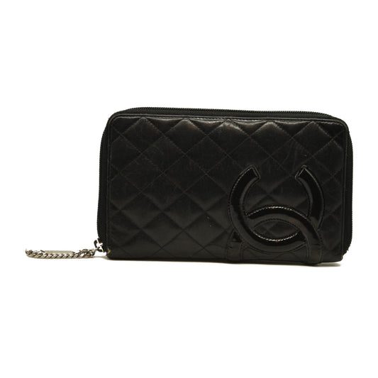 Chanel  Calfskin Cambon Zip Around Organizer Wallet Black